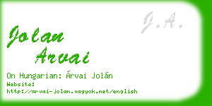 jolan arvai business card